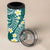 Plumeria With Teal Polynesian Tattoo Pattern 4 in 1 Can Cooler Tumbler