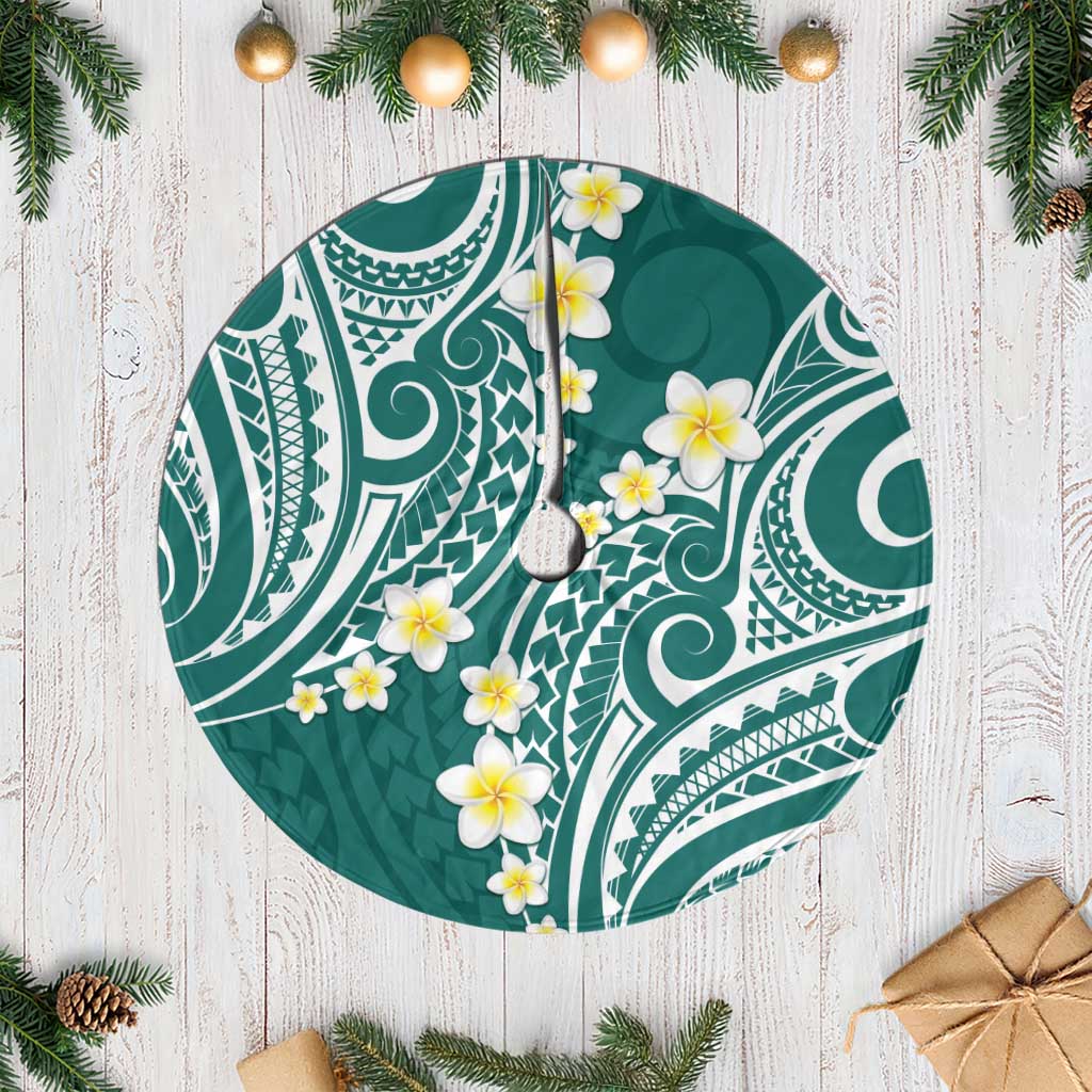Plumeria With Teal Polynesian Tattoo Pattern Tree Skirt LT05 Casual Teal - Polynesian Pride