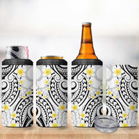 Plumeria With White Polynesian Tattoo Pattern 4 in 1 Can Cooler Tumbler