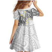 Plumeria With White Polynesian Tattoo Pattern Family Matching Mermaid Dress and Hawaiian Shirt