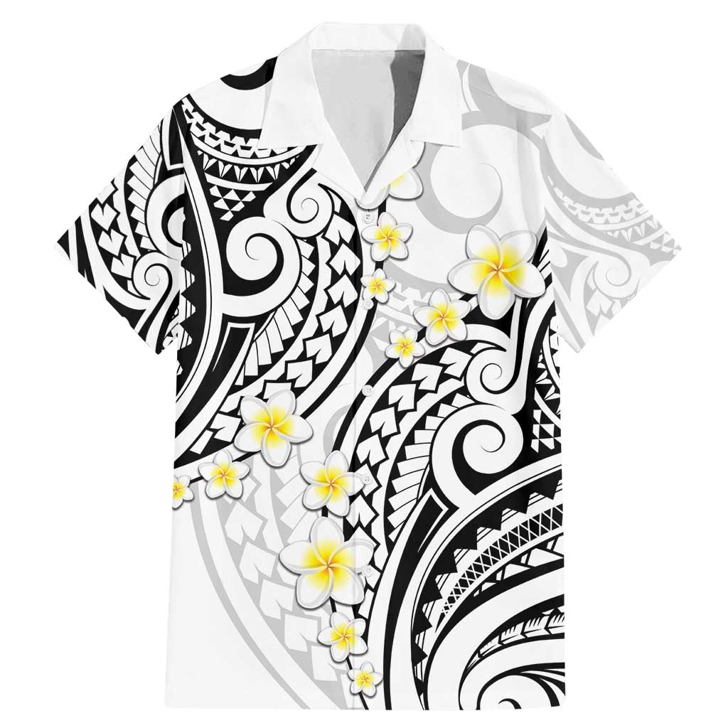 Plumeria With White Polynesian Tattoo Pattern Family Matching Mermaid Dress and Hawaiian Shirt
