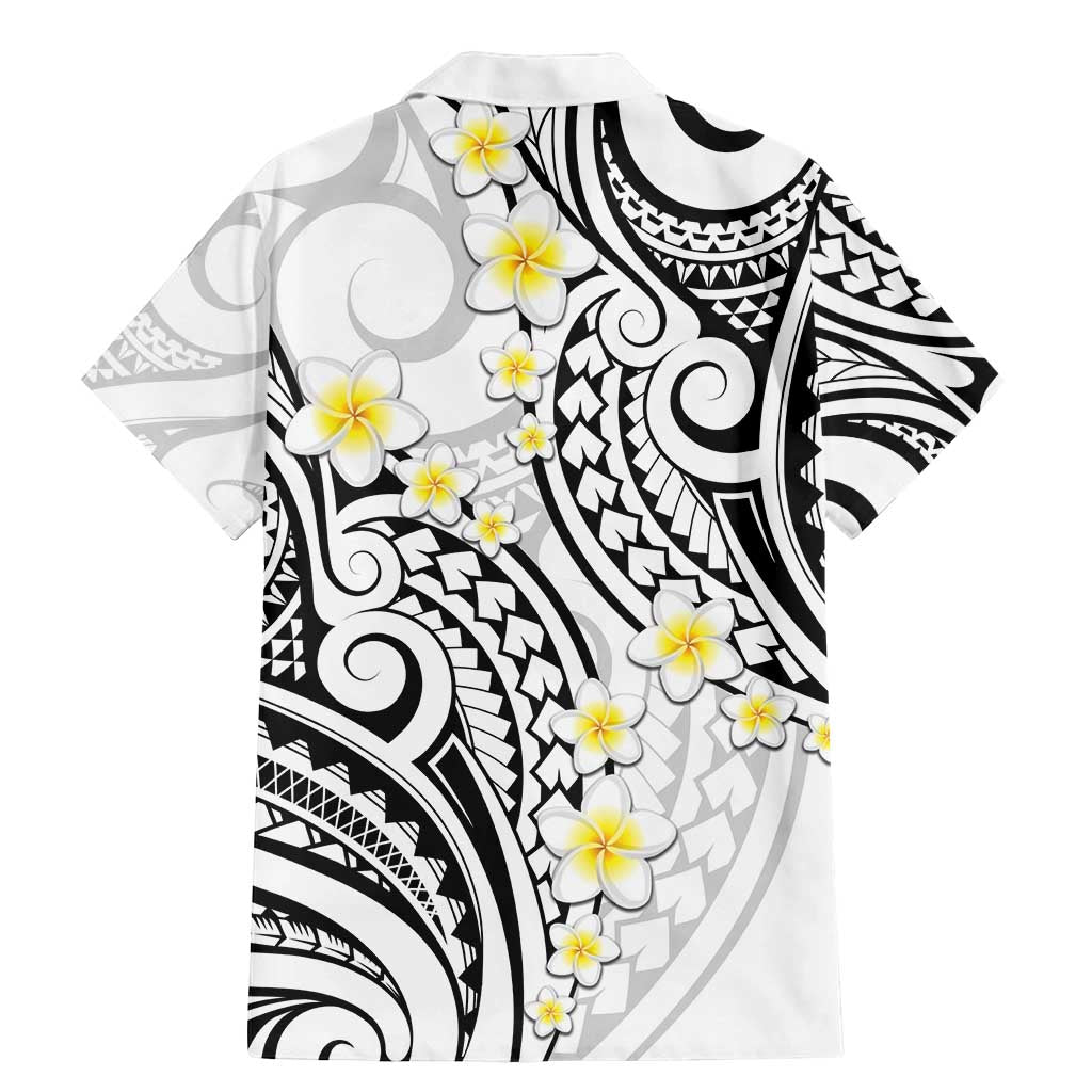 Plumeria With White Polynesian Tattoo Pattern Family Matching Mermaid Dress and Hawaiian Shirt