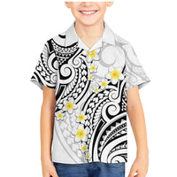 Plumeria With White Polynesian Tattoo Pattern Family Matching Mermaid Dress and Hawaiian Shirt