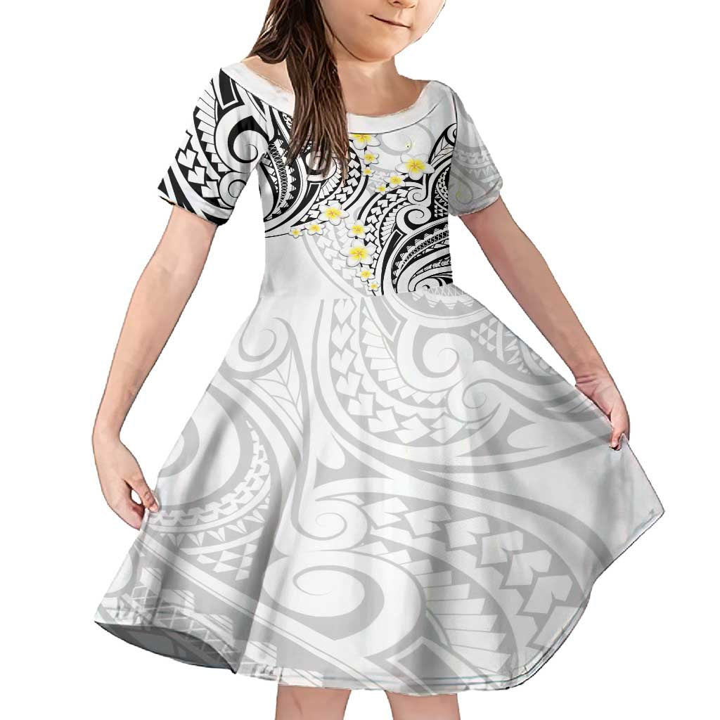 Plumeria With White Polynesian Tattoo Pattern Family Matching Tank Maxi Dress and Hawaiian Shirt