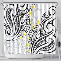 Plumeria With White Polynesian Tattoo Pattern Shower Curtain