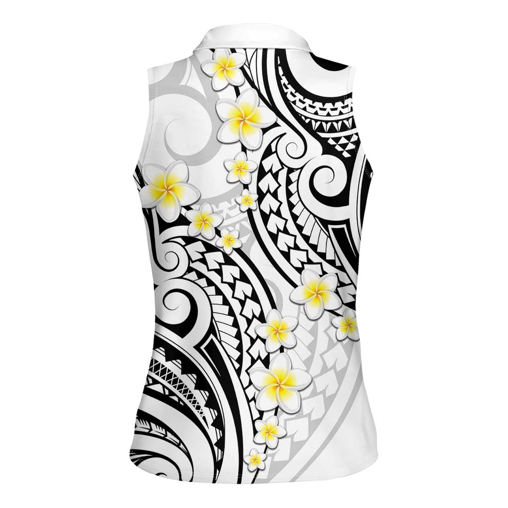 Plumeria With White Polynesian Tattoo Pattern Women Sleeveless Polo Shirt LT05 - Polynesian Pride