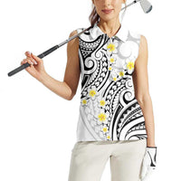 Plumeria With White Polynesian Tattoo Pattern Women Sleeveless Polo Shirt LT05 - Polynesian Pride
