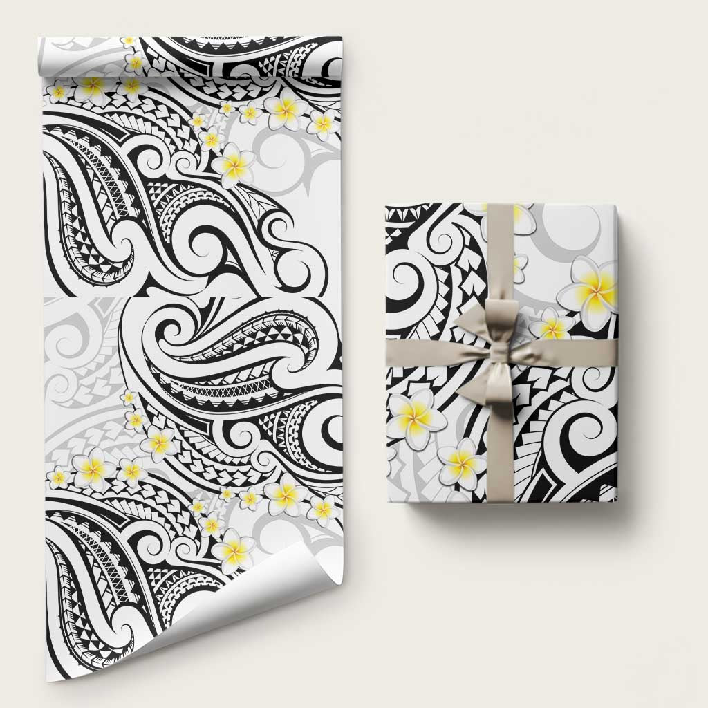 Plumeria With White Polynesian Tattoo Pattern Wrapping Paper - Polynesian Pride