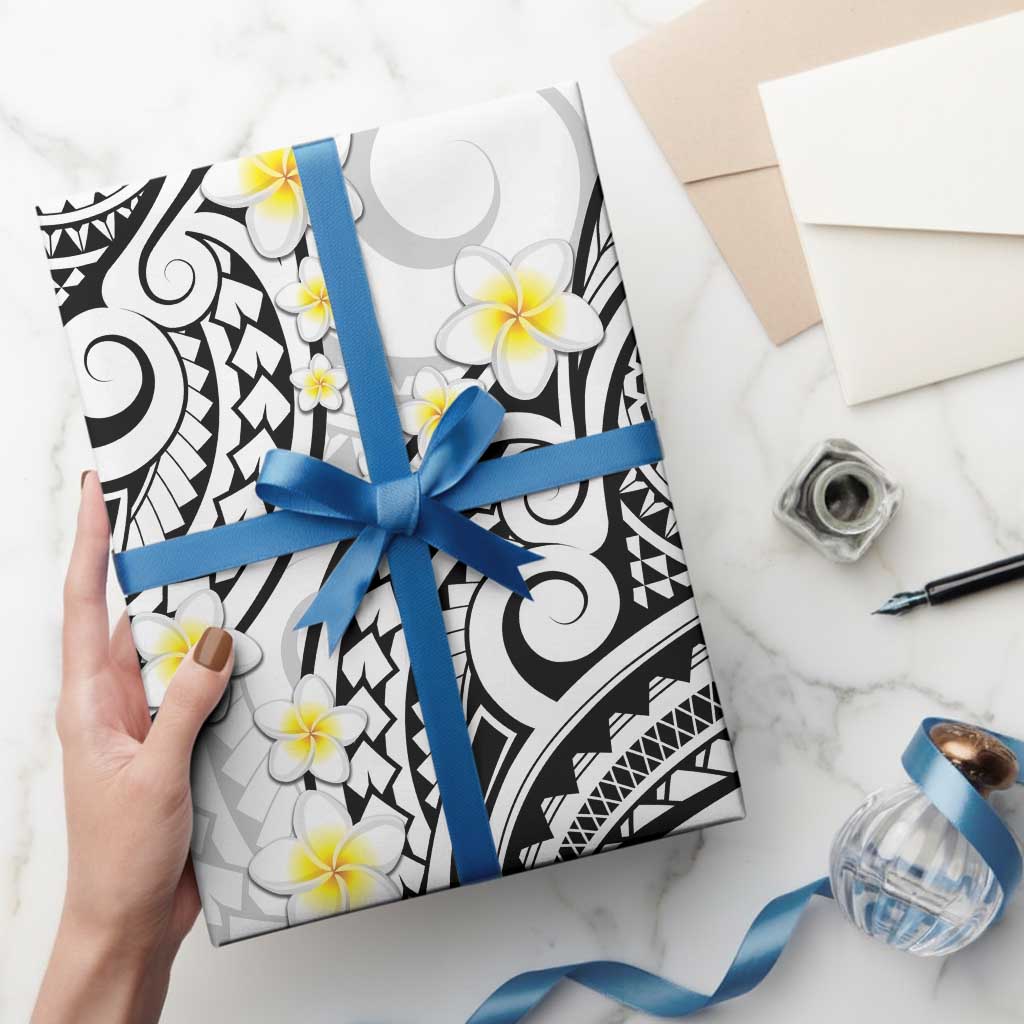 Plumeria With White Polynesian Tattoo Pattern Wrapping Paper - Polynesian Pride