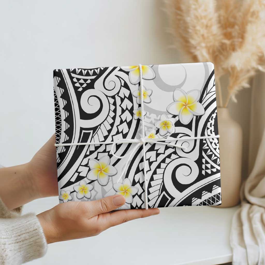 Plumeria With White Polynesian Tattoo Pattern Wrapping Paper - Polynesian Pride