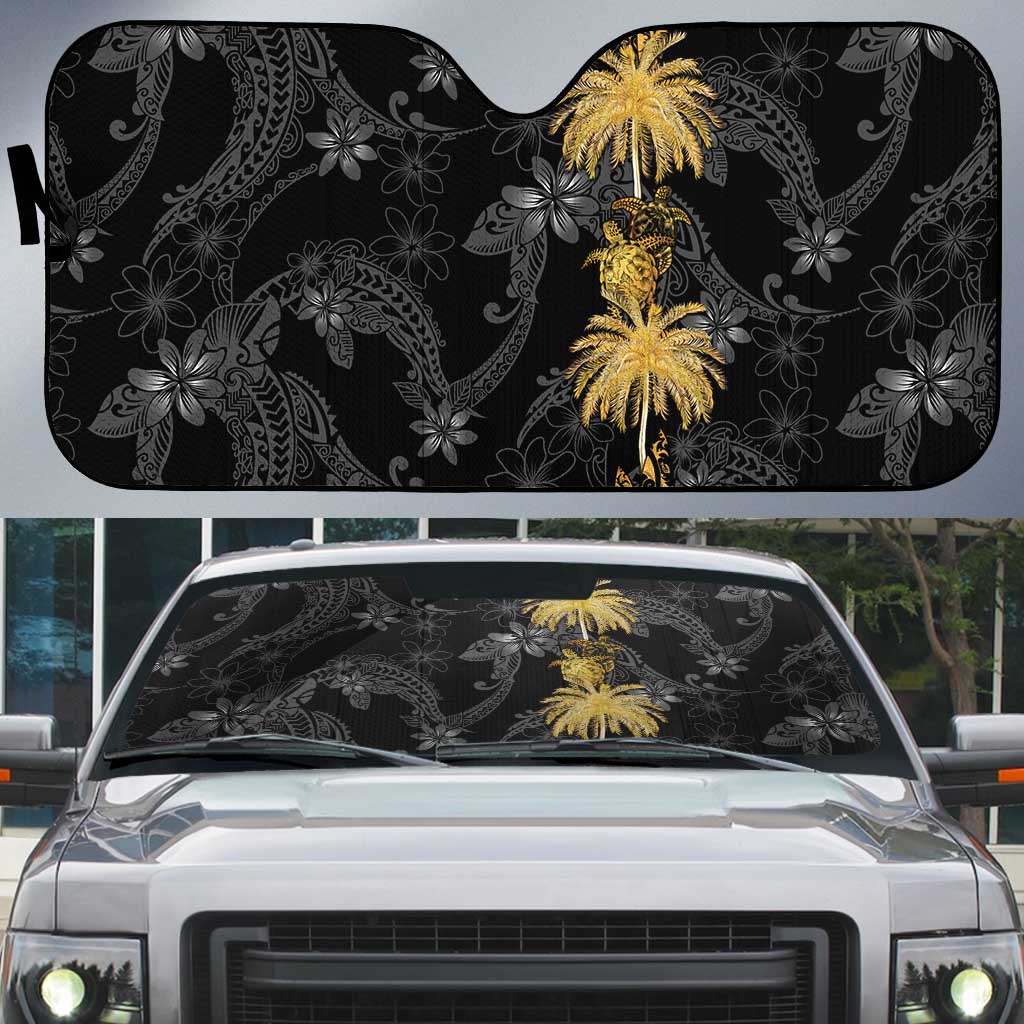 Hawaiian Honu And Surfboards Auto Sun Shade Gold Style - Polynesian Pride