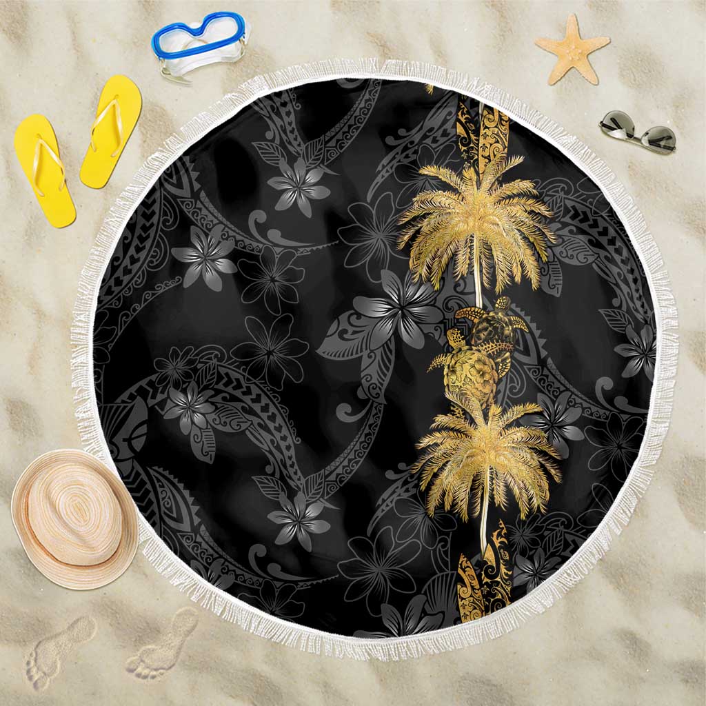 Hawaiian Honu And Surfboards Beach Blanket Gold Style - Polynesian Pride