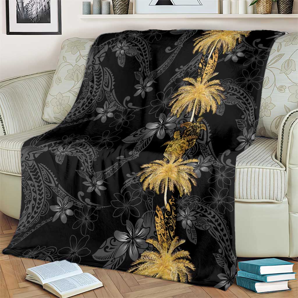Hawaiian Honu And Surfboards Blanket Gold Style - Polynesian Pride