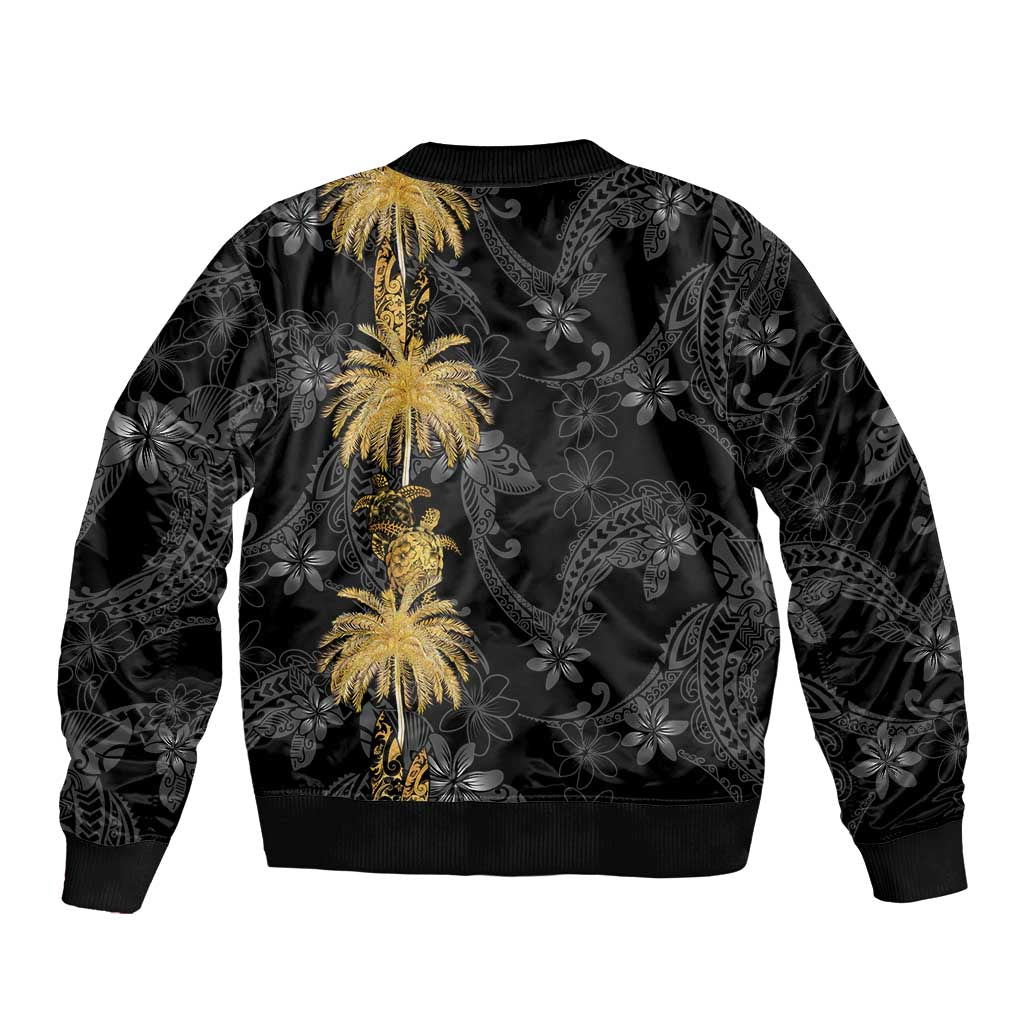 Hawaiian Honu And Surfboards Bomber Jacket Gold Style - Polynesian Pride