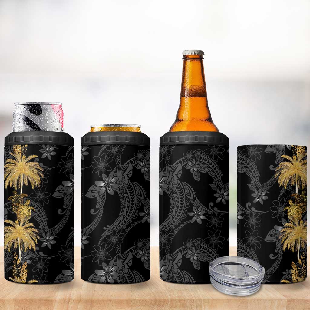 Hawaiian Honu And Surfboards 4 in 1 Can Cooler Tumbler Gold Style - Polynesian Pride