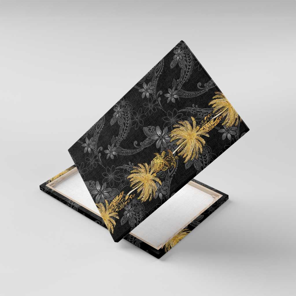 Hawaiian Honu And Surfboards Canvas Wall Art Gold Style - Polynesian Pride