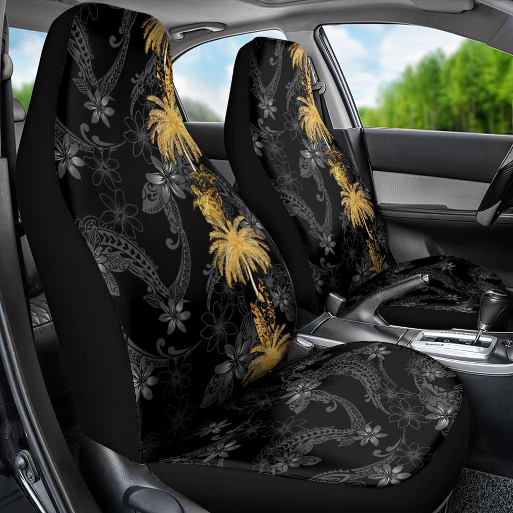 Hawaiian Honu And Surfboards Car Seat Cover Gold Style - Polynesian Pride