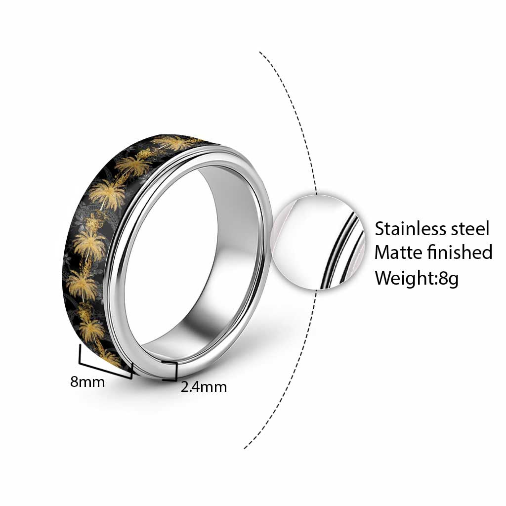 Hawaiian Honu And Surfboards Classic Ring Gold Style - Polynesian Pride