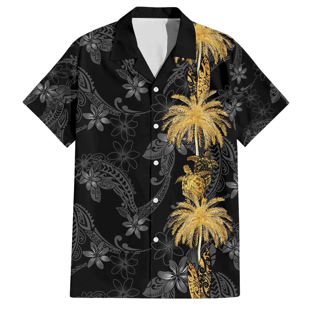 Hawaiian Honu And Surfboards Family Matching Off Shoulder Maxi Dress and Hawaiian Shirt Gold Style - Polynesian Pride