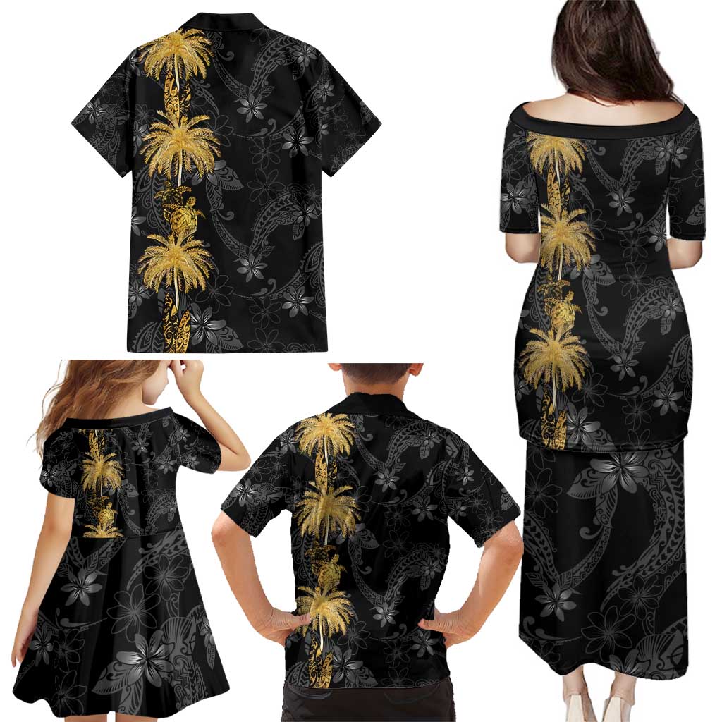 Hawaiian Honu And Surfboards Family Matching Puletasi and Hawaiian Shirt Gold Style - Polynesian Pride