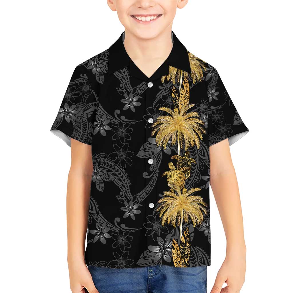 Hawaiian Honu And Surfboards Kid Hawaiian Shirt Gold Style LT05 Kid Gold - Polynesian Pride