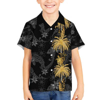 Hawaiian Honu And Surfboards Kid Hawaiian Shirt Gold Style LT05 Kid Gold - Polynesian Pride
