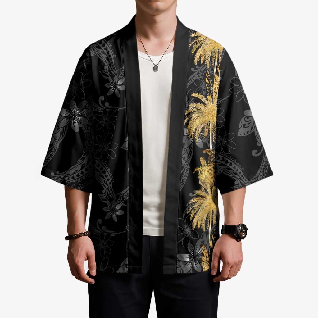 Hawaiian Honu And Surfboards Kimono Gold Style - Polynesian Pride