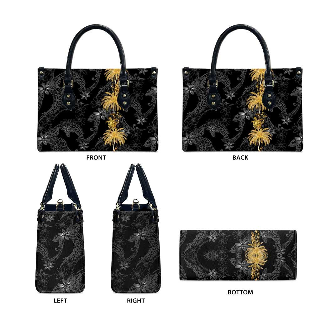 Hawaiian Honu And Surfboards Leather Bag Gold Style - Polynesian Pride