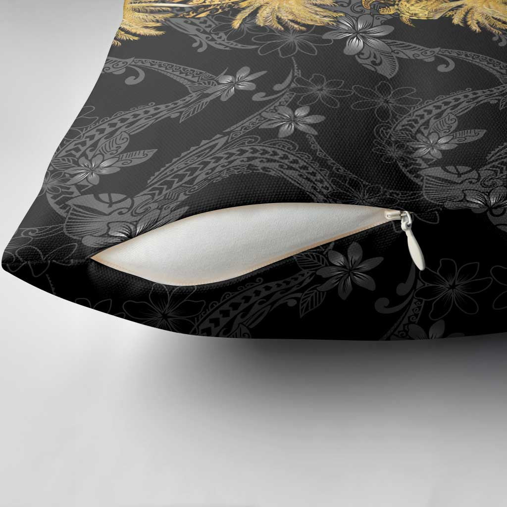 Hawaiian Honu And Surfboards Pillow Cover Gold Style - Polynesian Pride