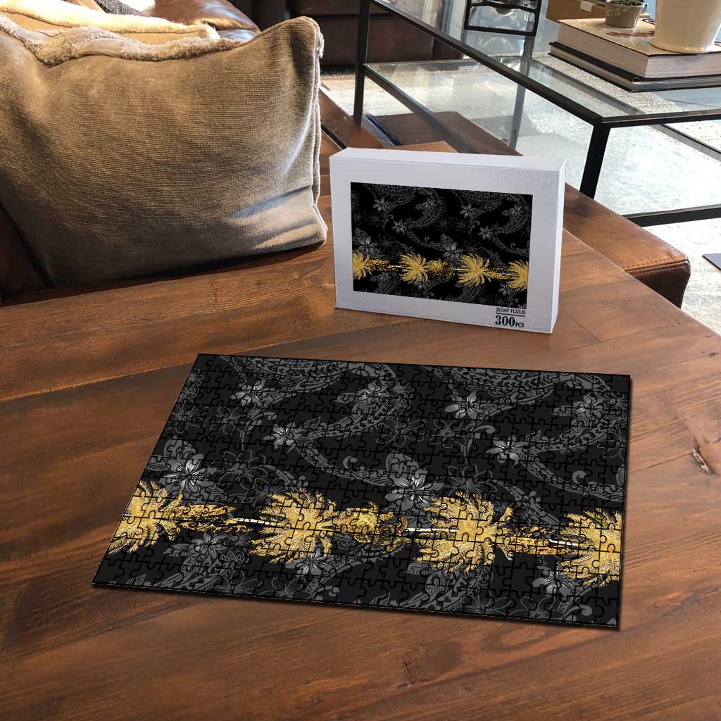 Hawaiian Honu And Surfboards Puzzle Gold Style - Polynesian Pride