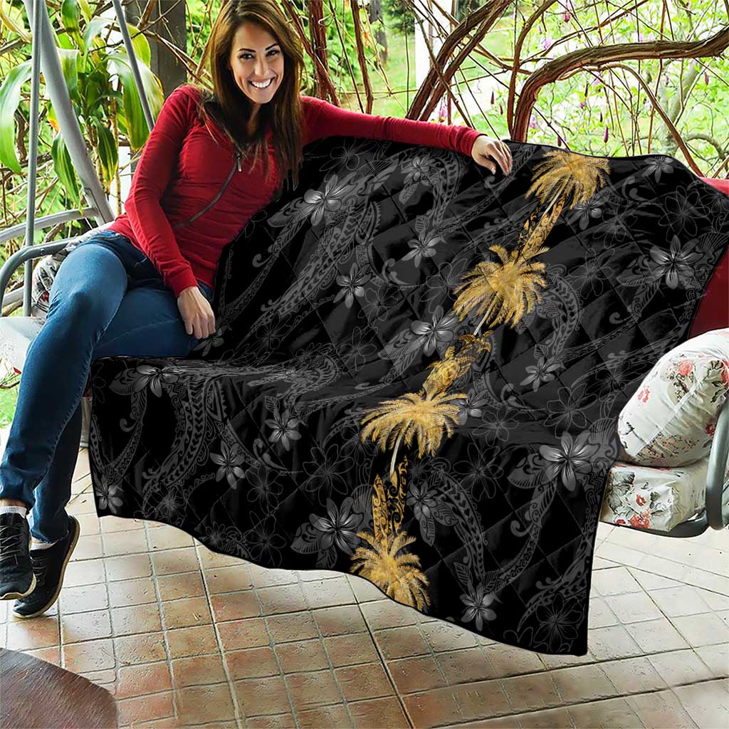 Hawaiian Honu And Surfboards Quilt Gold Style - Polynesian Pride