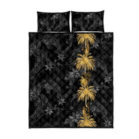 Hawaiian Honu And Surfboards Quilt Bed Set Gold Style - Polynesian Pride