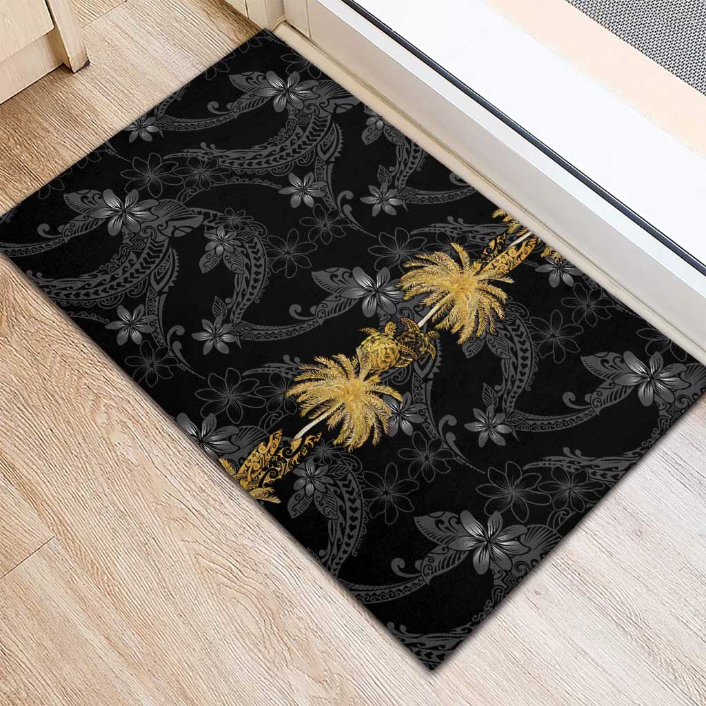 Hawaiian Honu And Surfboards Rubber Doormat Gold Style - Polynesian Pride