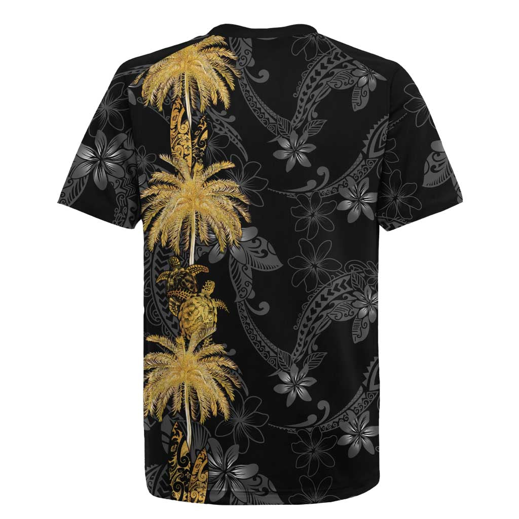 Hawaiian Honu And Surfboards Rugby Jersey Gold Style - Polynesian Pride