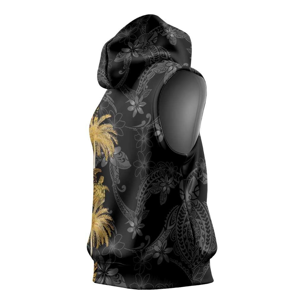 Hawaiian Honu And Surfboards Sleeveless Hoodie Gold Style LT05 - Polynesian Pride