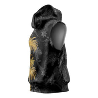 Hawaiian Honu And Surfboards Sleeveless Hoodie Gold Style LT05 - Polynesian Pride