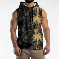 Hawaiian Honu And Surfboards Sleeveless Hoodie Gold Style LT05 - Polynesian Pride