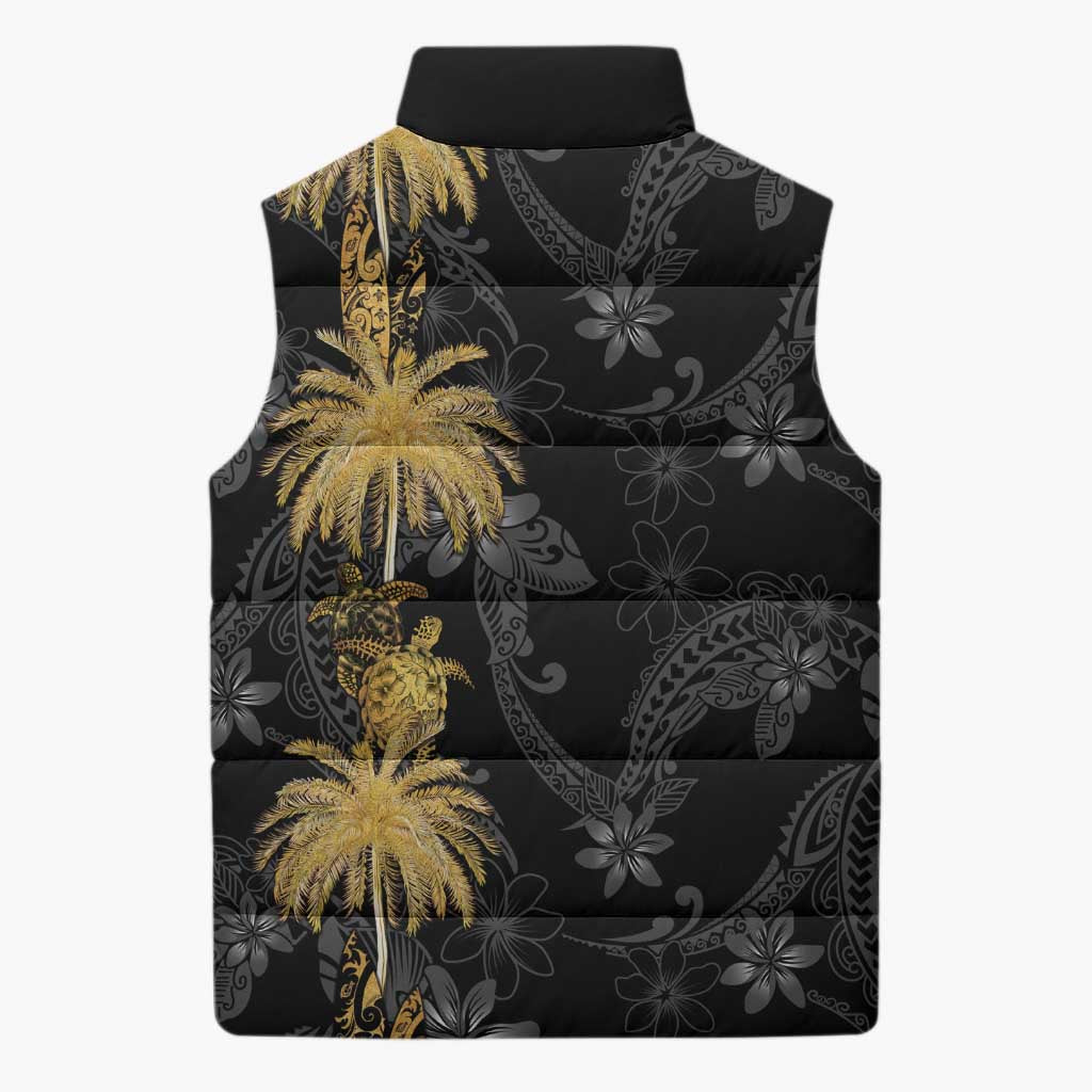 Hawaiian Honu And Surfboards Sleeveless Puffer Jacket Gold Style LT05 - Polynesian Pride