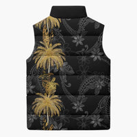 Hawaiian Honu And Surfboards Sleeveless Puffer Jacket Gold Style LT05 - Polynesian Pride