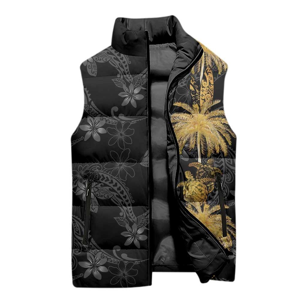 Hawaiian Honu And Surfboards Sleeveless Puffer Jacket Gold Style LT05 - Polynesian Pride