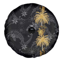 Hawaiian Honu And Surfboards Spare Tire Cover Gold Style - Polynesian Pride