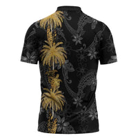 Hawaiian Honu And Surfboards Zipper Polo Shirt Gold Style - Polynesian Pride