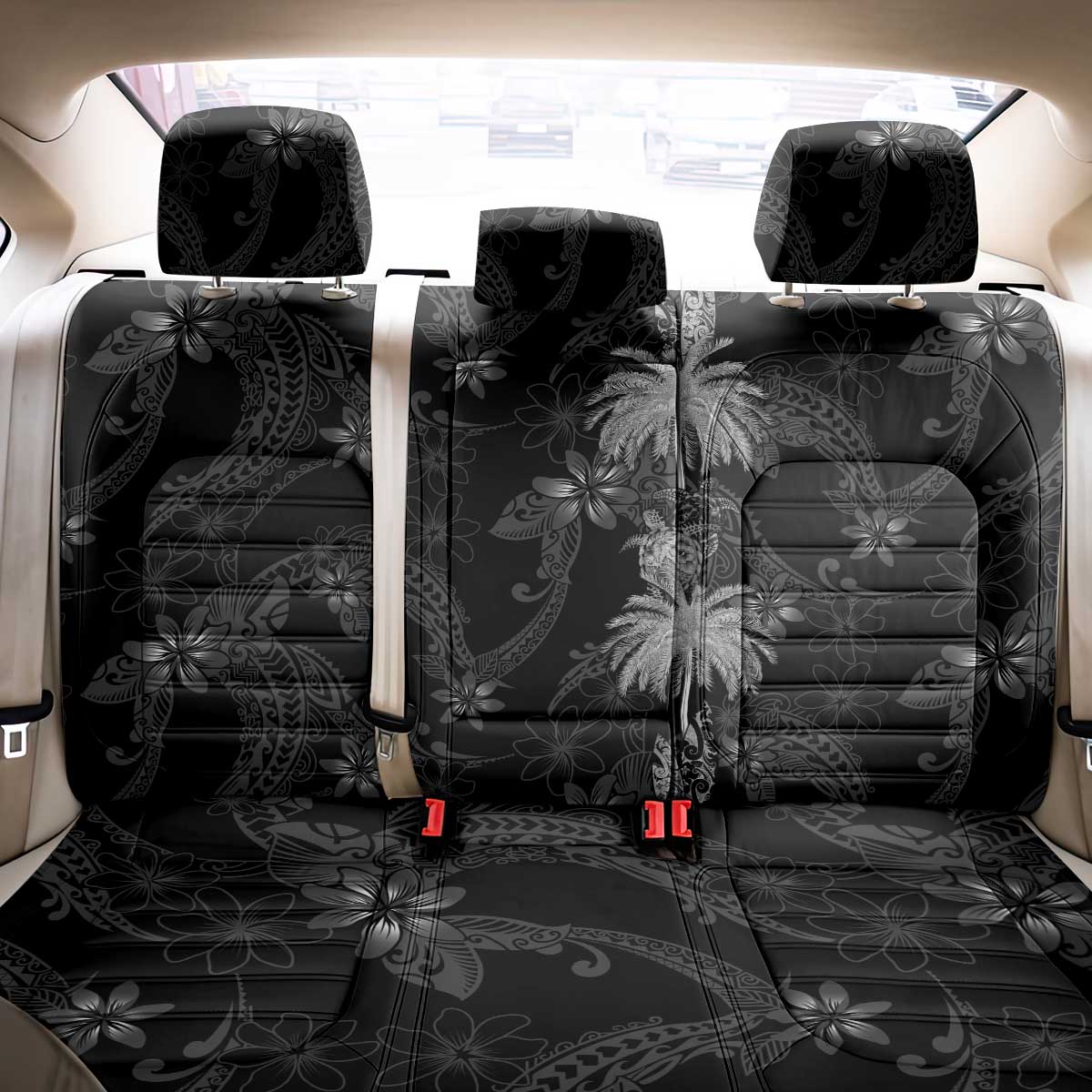 Hawaiian Honu And Surfboards Back Car Seat Cover Silver Style - Polynesian Pride
