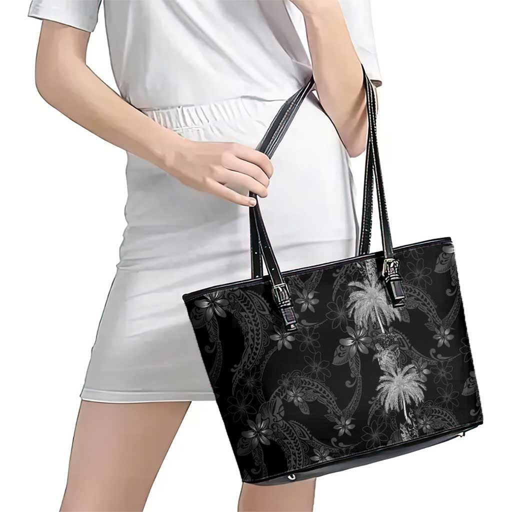 Hawaiian Honu And Surfboards Leather Tote Bag Silver Style - Polynesian Pride