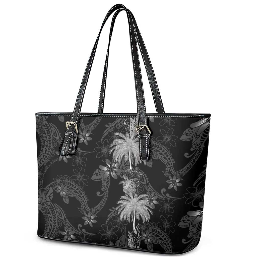 Hawaiian Honu And Surfboards Leather Tote Bag Silver Style - Polynesian Pride