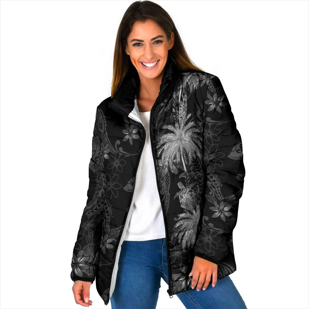 Hawaiian Honu And Surfboards Padded Jacket Silver Style LT05 Women Silver - Polynesian Pride