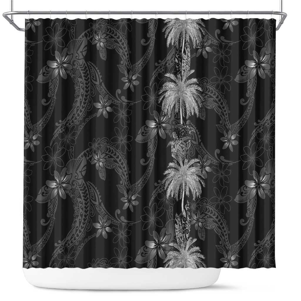 Hawaiian Honu And Surfboards Shower Curtain Silver Style - Polynesian Pride