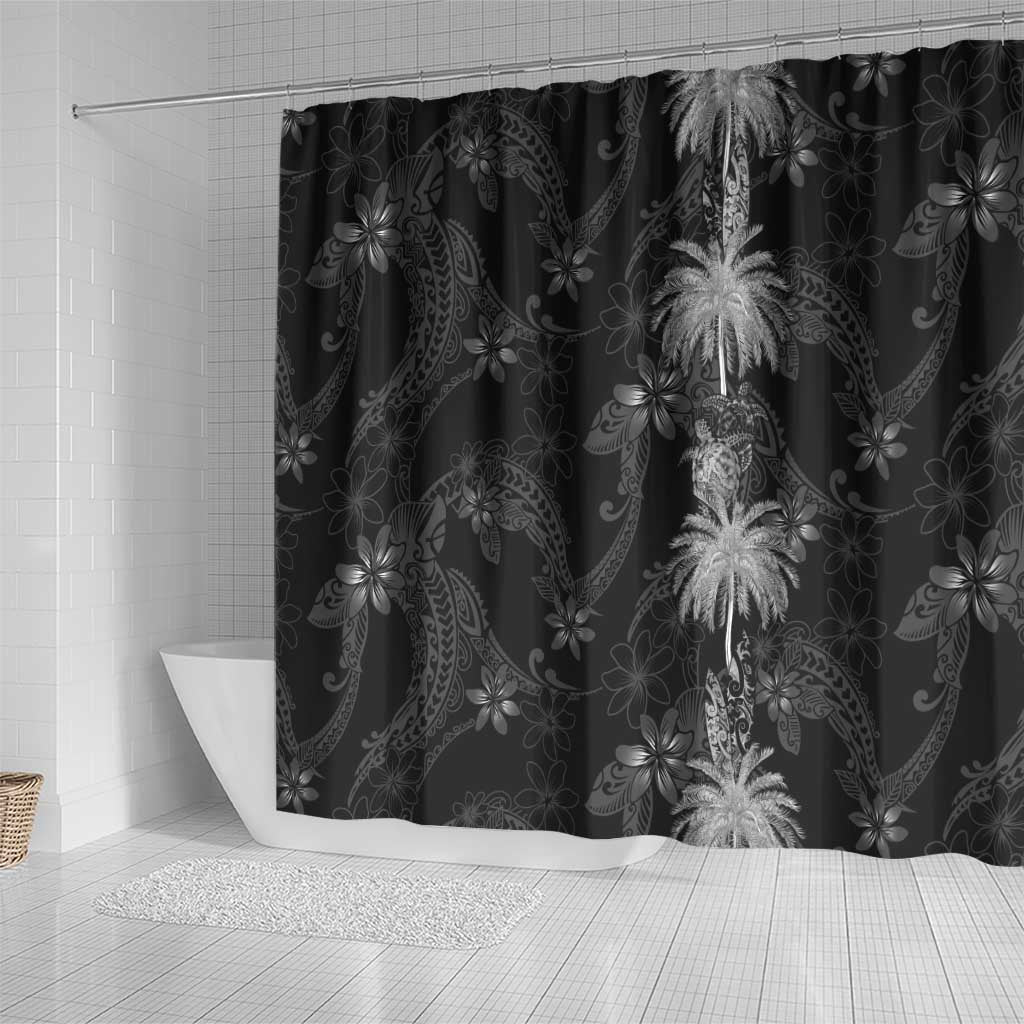Hawaiian Honu And Surfboards Shower Curtain Silver Style - Polynesian Pride