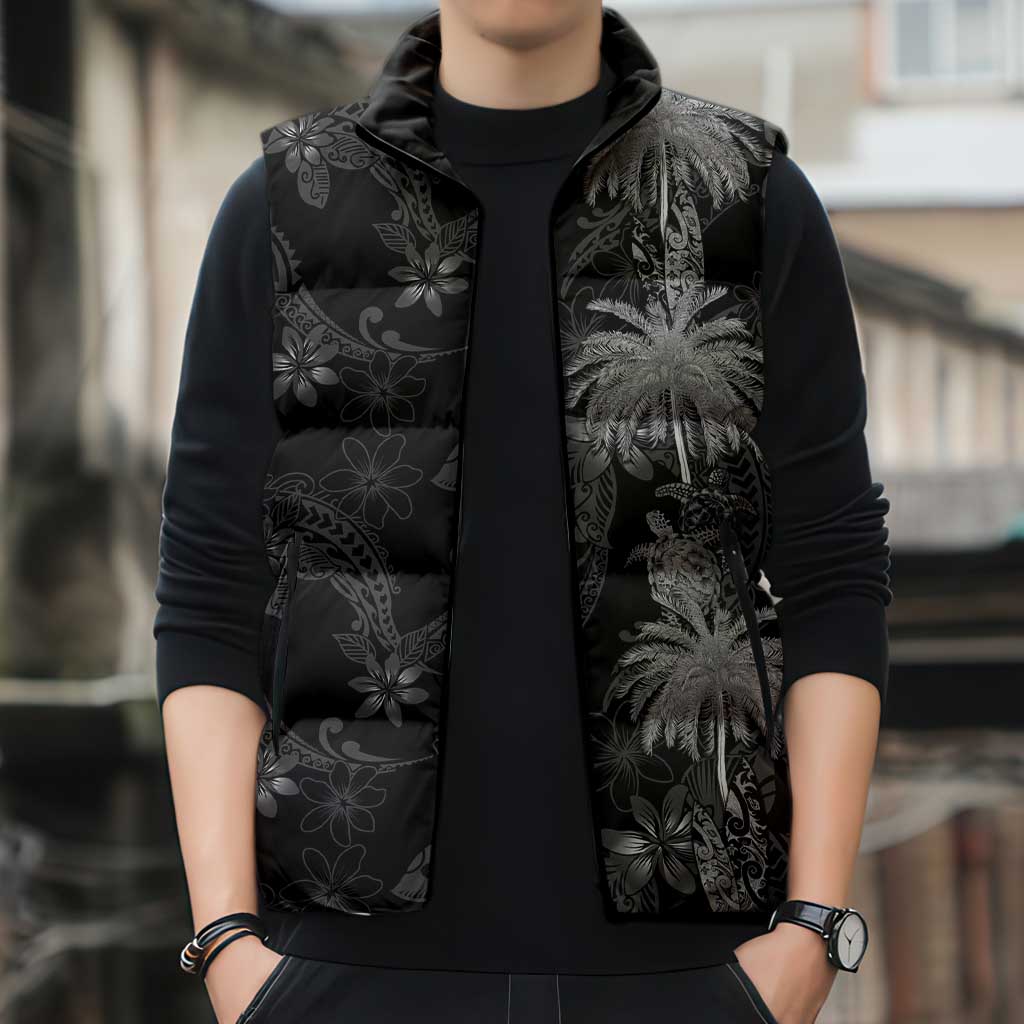 Hawaiian Honu And Surfboards Sleeveless Puffer Jacket Silver Style - Polynesian Pride