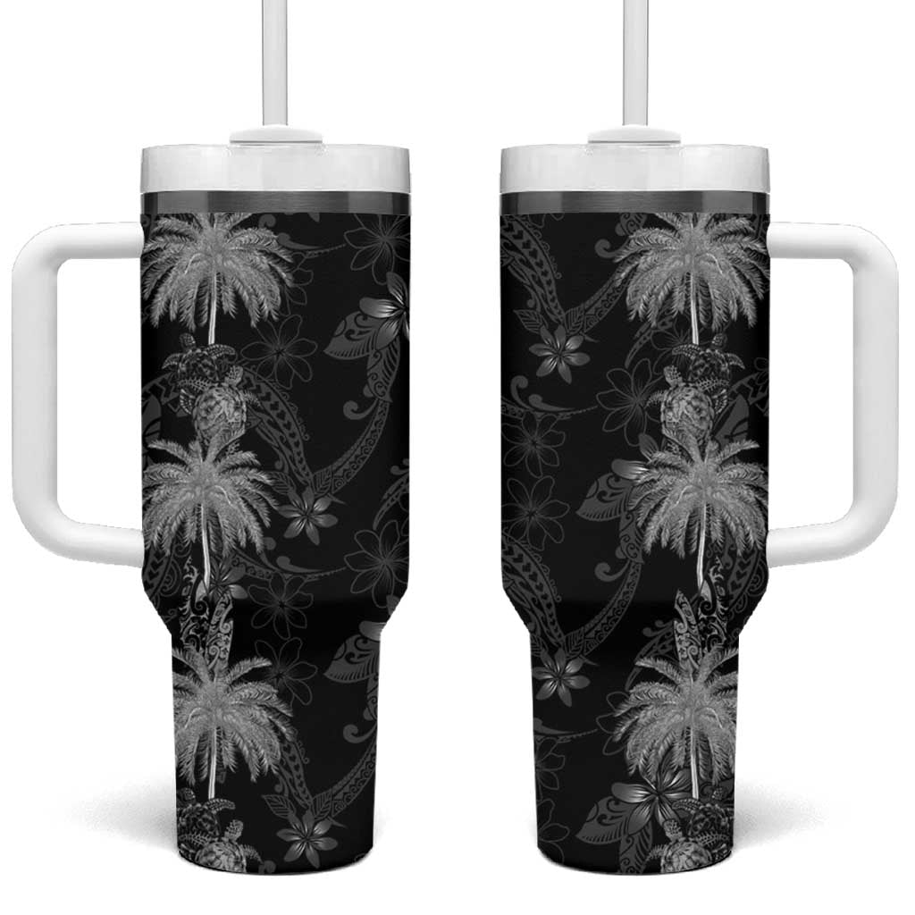 Hawaiian Honu And Surfboards Tumbler With Handle Silver Style - Polynesian Pride
